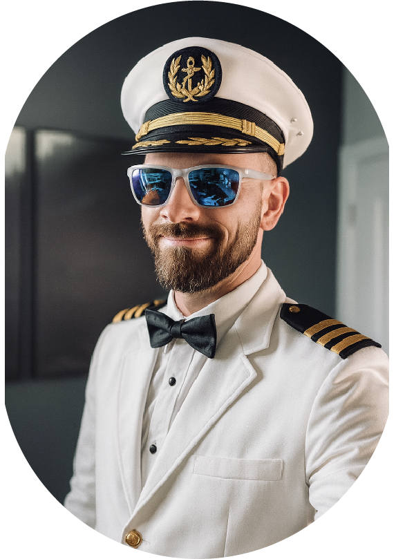 Handsome male Captain who is a Marketer 